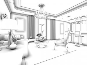 stylish family living room design 08 3D Model