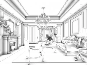 stylish family living room design 09 3D Model