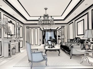 stylish family living room design 09 Model 3D