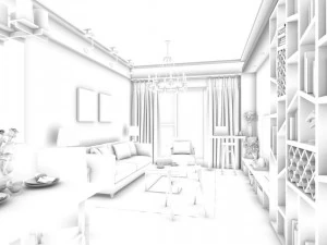 stylish family living room design 10 3D Model