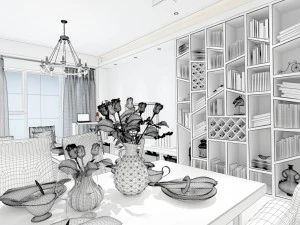 stylish family living room design 10 3D Model