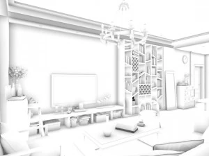 stylish family living room design 10 3D Model