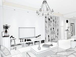 stylish family living room design 10 3D Model