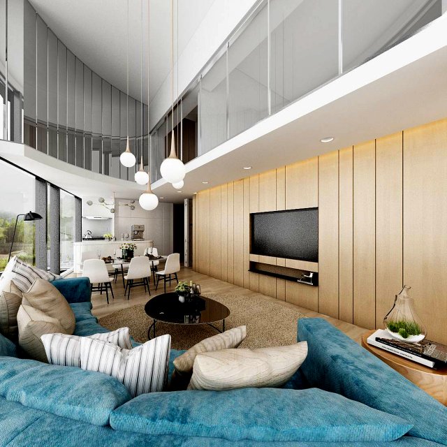 stylish family living room design 11 3D Модель .c4d .max .obj .3ds .fbx .stl .blend 