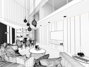 stylish family living room design 11 3D Модель