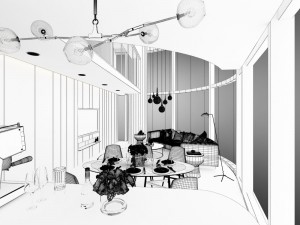 stylish family living room design 11 3D Модель