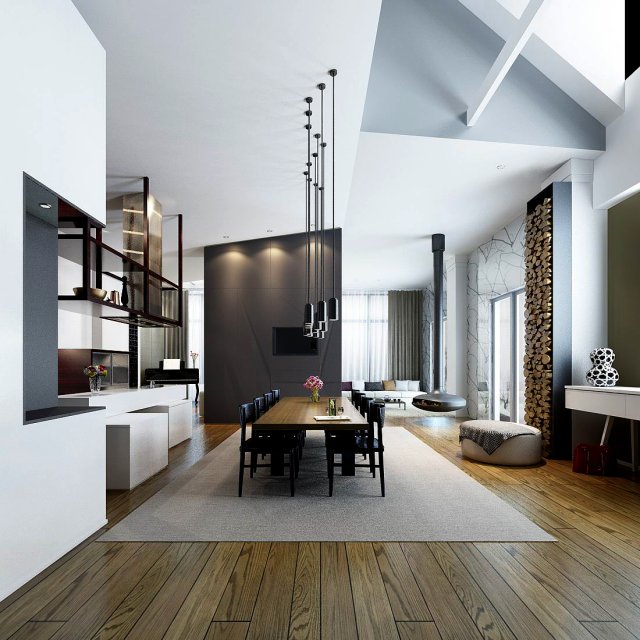 stylish family living room design 12 3D-Modell .c4d .max .obj .3ds .fbx .stl .blend 