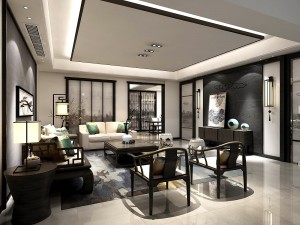 stylish family living room design 13 3D Model