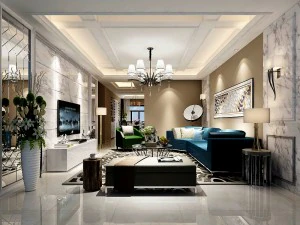 세련된 가족 거실 디자인 14 3D 모델