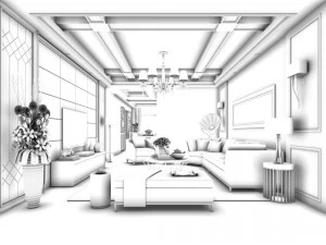 stylish family living room design 14 3D Model