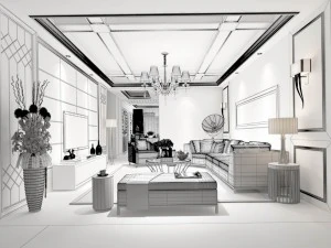 stylish family living room design 14 3D Model