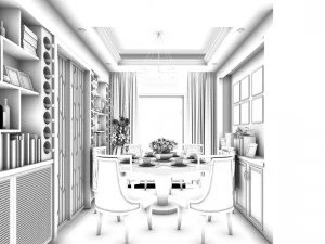 stylish family living room design 14 3D Model