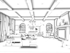 stylish family living room design 15 3D Model