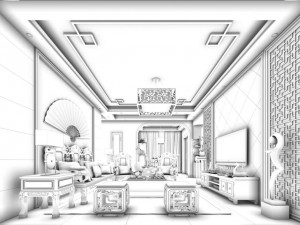 stylish family living room design 16 Model 3D