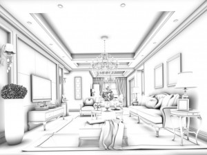 stylish family living room design 17 Modello 3D