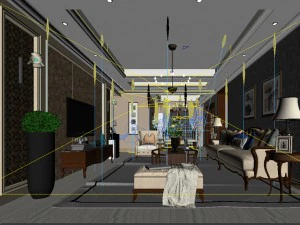 stylish family living room design 17 3D Model