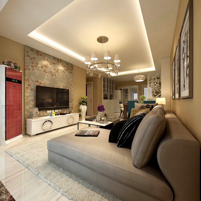 stylish family living room design 18 3D Modell .c4d .max .obj .3ds .fbx .stl .blend