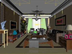 stylish family living room design 19 3D Model