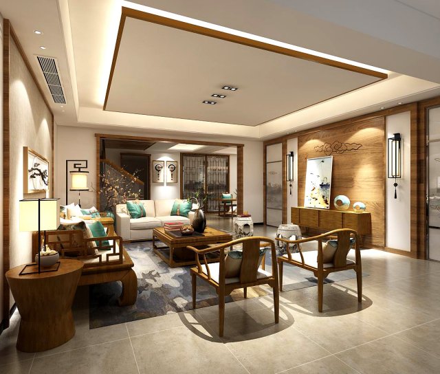 stylish family living room design 20 3D 모델 .c4d .max .obj .3ds .fbx .stl .blend 