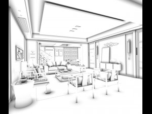 stylish family living room design 20 3D 모델