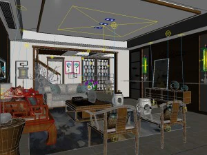 stylish family living room design 20 3D Model