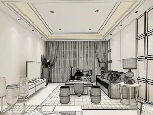 stylish family living room design 22 3D Model