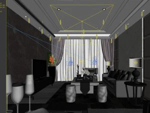 stylish family living room design 22 3D Model