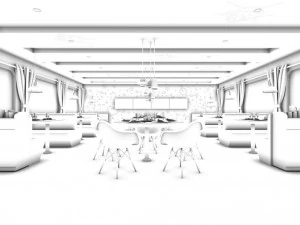 hotel restaurant teahouse cafe design 02 3D Model
