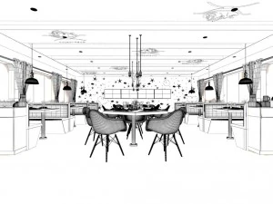 hotel restaurant teahouse cafe design 02 3D Model