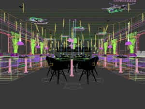 hotel restaurant teahouse cafe design 02 3D Model