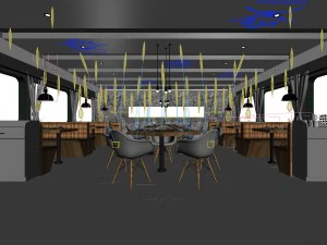 hotel restaurant teahouse cafe design 02 3D Model