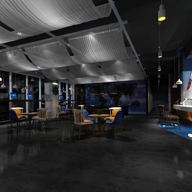hotel restaurant teahouse cafe design 01 3D Model .c4d .max .obj .3ds .fbx .stl .blend 