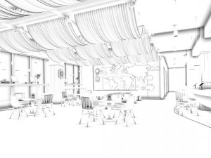 hotel restaurant teahouse cafe design 01 3D Model