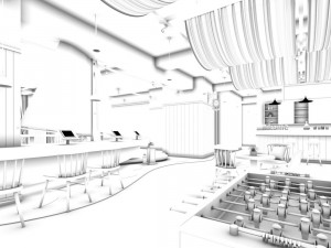 hotel restaurant teahouse cafe design 01 3D Model