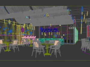 hotel restaurant teahouse cafe design 01 3D Model