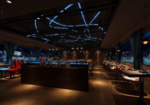 hotel restaurant teahouse cafe design 03 3D-Modell .c4d .max .obj .3ds .fbx .stl .blend 
