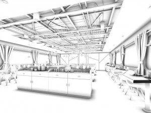 hotel restaurant teahouse cafe design 03 3D Model