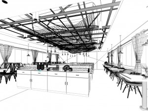 hotel restaurant teahouse cafe design 03 3D-Modell