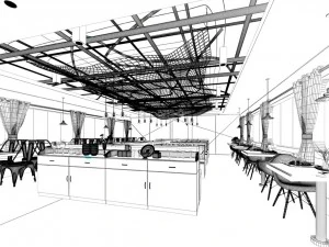 hotel restaurant teahouse cafe design 03 3D Model