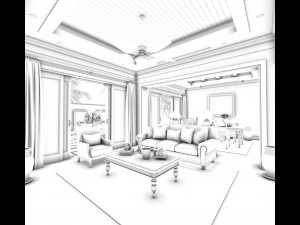 european-style living room design 30 Modello 3D