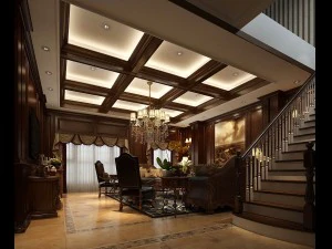 यूरोपीय शैली में रहने वाले कमरे का डिज़ाइन 32 3D मॉडल