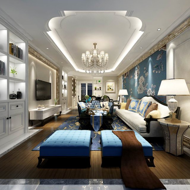 european-style living room design 34 Modello 3D .c4d .max .obj .3ds .fbx .stl .blend 