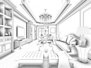 european-style living room design 34 Modello 3D