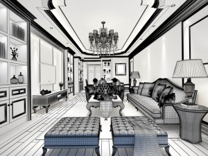 european-style living room design 34 Modello 3D