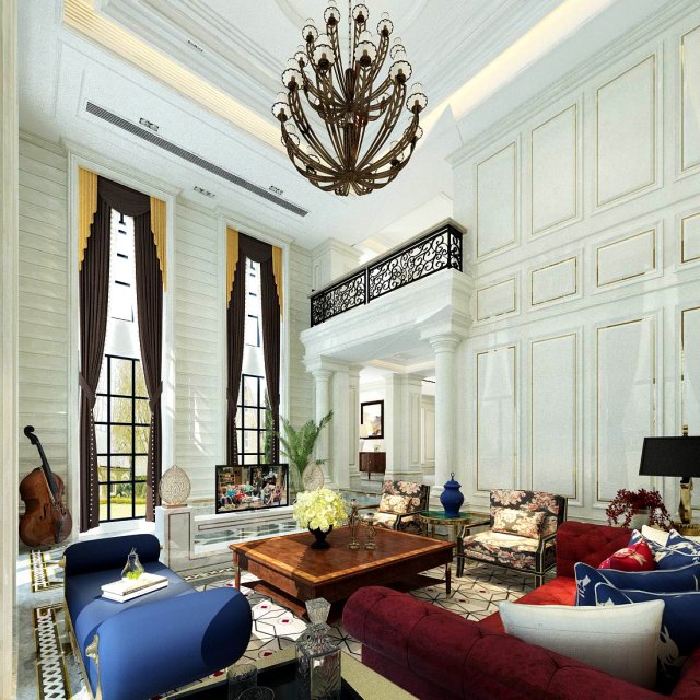 european-style living room design 37 Modello 3D .c4d .max .obj .3ds .fbx .stl .blend 