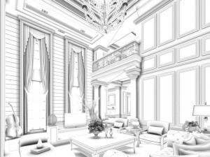 european-style living room design 37 Modello 3D