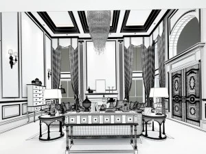 european-style living room design 40 3D Model