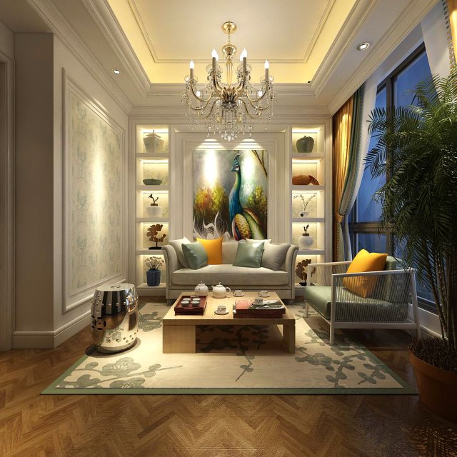 european-style living room design 42 Model 3D .c4d .max .obj .3ds .fbx .stl .blend 