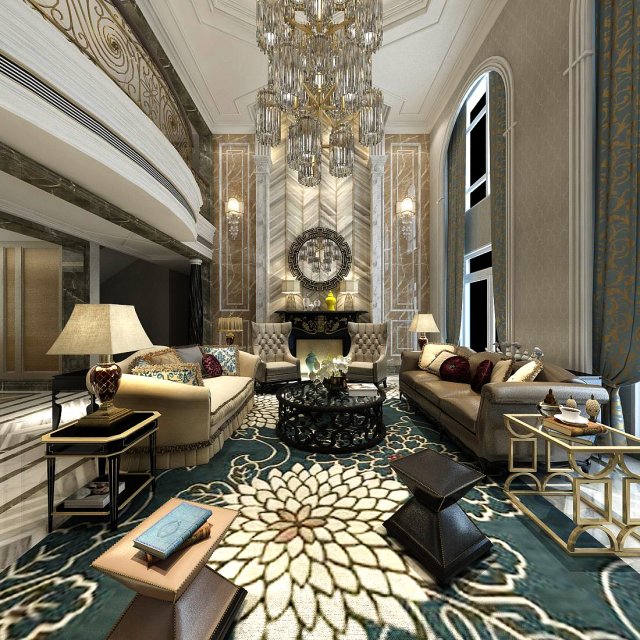 european-style living room design 44 3D Model .c4d .max .obj .3ds .fbx .stl .blend 