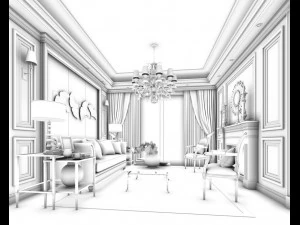 european-style living room design 45 3D Model